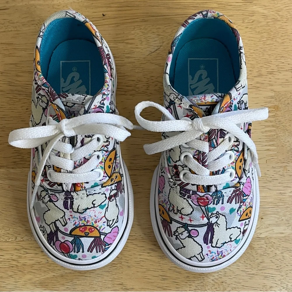 Vans Toddler Llama Taco Party Print Lace Up Athletic Sneakers Size 7.0